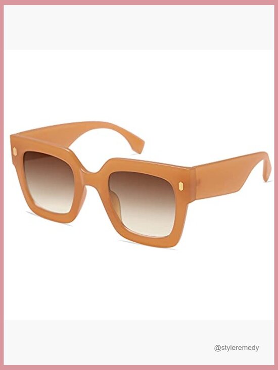 Vintage Oversized Square Sunglasses UV400 Protection Plastic Frame main image 7